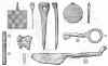 Plate II Varius Metal Objects and a Bone Tag from Stonar, Kent.JPG (30303 bytes)